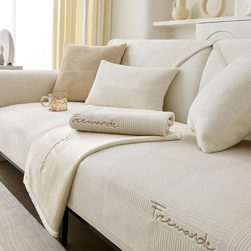 Couch Überzug,Sofa-Schutzhülle 1/2/3/4 Sitzer L Form Sofa Cover Sofa Überzug Ecksofa,2024 Neue Universelle Rutschfeste Sofa Überwurf,Solide Strukturierte Ultra Stretch Sofa Überzug für Wohnzimmer
