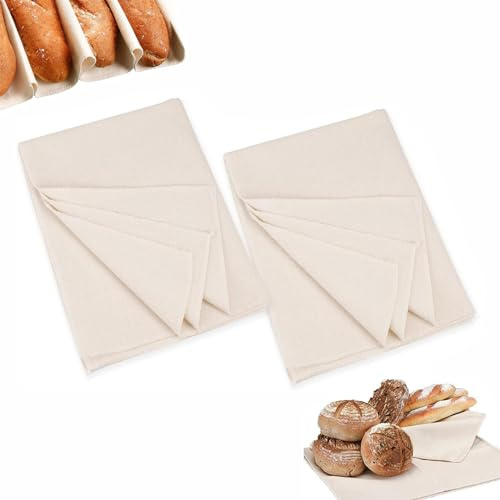 LSRVNM 2 Pièces Tissu de Boulanger 36 x 45 cm, Fermentée Boulangers Tissu, Toile de lin pour la cuisson du pain, Couche de Boulanger Antiadhésif, Fermentation de Pâte