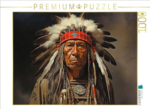 CALVENDO Puzzle Häuptling - Indianer | 1000 Teile Lege-Größe 64 x 48 cm Foto-Puzzle für glückliche Stunden