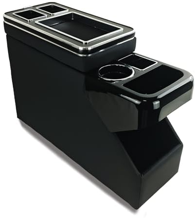 QSULNN Mittelkonsole mit Ablagen Staufach Kompatibel mit VW T5 T6 T6.1 2003-2019, Schwarz Glanz Leder zubehör für Einzelsitzen Vorn