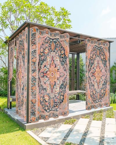 Rustikale Boho-Outdoor-Vorhänge für Terrasse, wasserdicht, mit Ösen, Sichtschutzvorhang, wetterfest, Außenvorhänge für Veranda, Pavillon, Pergola, Cabana, 2 Paneele, 137,2 x 213,4 cm, ethnisch