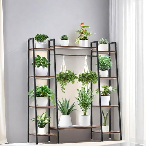 homegroove Soporte alto para plantas de interior, soporte de metal de 6 niveles para plantas de interior, estante grande de 55 pulgadas, estante de exhibición de plantas de esquina, estantes de flores