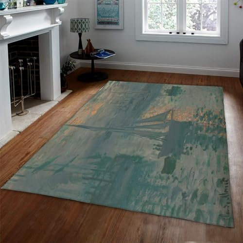 Impression Stil Bereich Teppich für Schlafzimmer Moderne Sonnenaufgangsmuster-Teppiche mit Rutschfester Rückseite für Wohnzimmer Eingangsbereich Flur Esszimmer 180x305cm