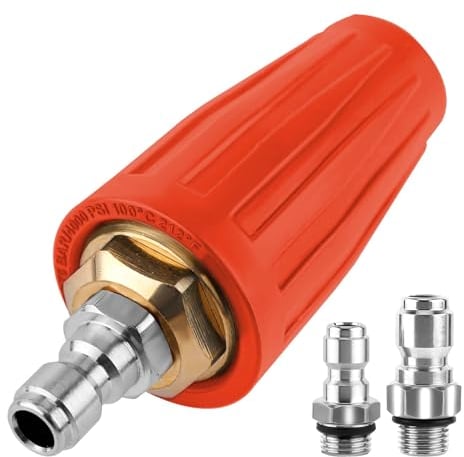 Ugello Turbo per Idropulitrice, 4000PSI Max. 4.0GPM Idropulitrice a Sgancio Rapido Adattatore Rotante per Ugello Turbo con Connettori Rapidi da 0,64cm 0,95cm per Auto ed Esterni(Arancione)