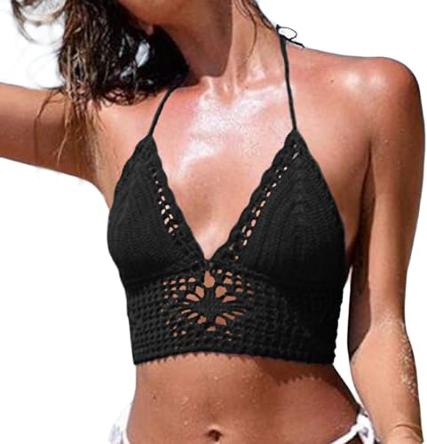 Top all'uncinetto da donna, senza schienale, reggiseno lavorato a maglia, bralette estivo, abbigliamento da spiaggia