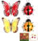 BSITSSS 2 PCS Metal Butterfly Garden Ornaments Outdoor, Garden Wall Art Decorations Outdoor Indoor Ornaments, Garden Fence Decorations, with 2 PCS Metal Ladybug Hanging Wall Art Wall Decoration