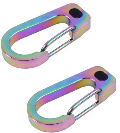 2 Pack Titanium Carabiner Clips, Heavy Duty Keychain Snap Hook, Quick-Release Keyring for Men Women Camping Fishing Hiking Dog Leash Accessories (Color titanium)