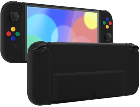 eXtremeRate DIY Carcasa y Botones para Nintendo Switch OLED Accesorios, Placa Trasera, Soporte y Funda Protectora para Joycons, NO Incluye Controlador, Negro