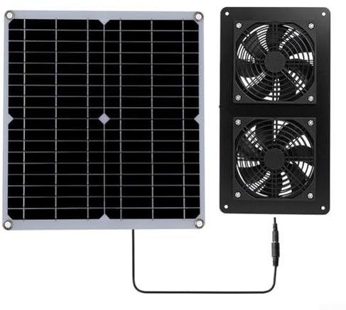 Solar Ventilator,30W Solarpanel Ventilator,Solarpanel-betriebener Abluftventilator Solar-Lüfter für Gewächshäuser, Hundehütte und Outdoor-Aktivitäten