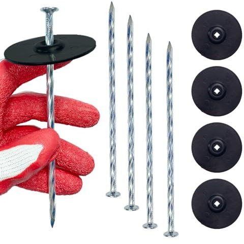 Gartenstecker mit Dichtungsspirale, 15,2 cm, verzinkter Stahl, Rasennägel, Garten-Unkrautbarriere, Heftklammern zur Befestigung von Landschaftsgewebe, Landschaftseinfassungen, Kunstrasen, Bodenmatten