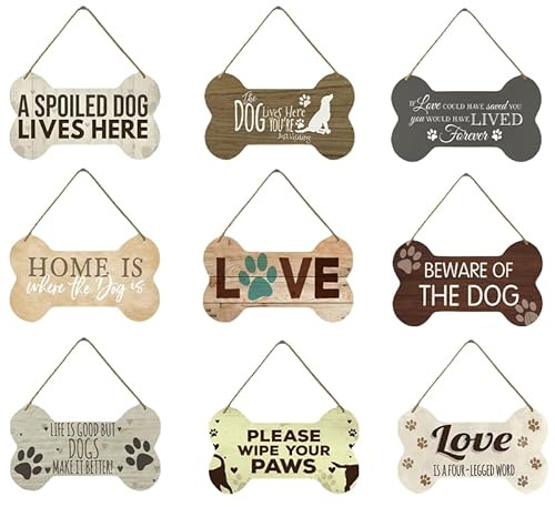 hadefa Personalisiertes Hundehaus-Logo, personalisiertes Hundeknochen oder Haustiernamenbild, Bauernhaus-Wanddekoration (21,1 x 12,2 cm)