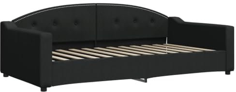 QJBSAVVA Marshmallow Bed Frame Betten Schlafzimmer Komplett Bodenbett - Tagesbett Schwarz 100x200 cm Stoff für Loft Schlafzimmer Außenbereich Gästezimmer