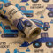 RUSPEPA Kraft-Geschenkpapierrolle – Minirolle – Blauer Truck und „HAPPY BIRTHDAY“-TextDesign, ideal für Geburtstag, Party, Babyparty – 43,2 cm x 10 m