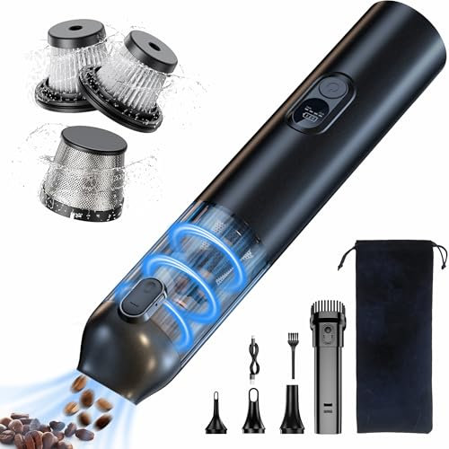 NREDXOON Auto Staubsauger Akku Kabellos - Mini Handstaubsauger mit USB-C - 60000RPM & HEPA-Filter - Kompakt & Leicht für Auto Zuhause & Büro