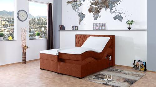 Boxspringbett Loki 240x220, DS-Terrakota, 7-Zohnen Taschenfederkernmatratze, Ergoflex - Inklusive Aufbau - Deutscher Hersteller