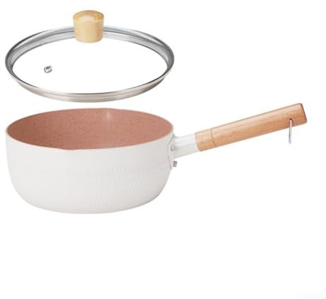 Zoegneer 1 olla de cocina con tapa transparente resistente al calor, sartén antiadherente de 18/20 cm (blanco 18 cm)