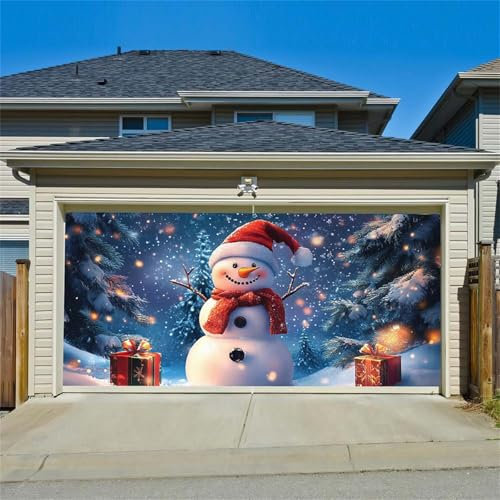 Surwin Weihnachtsnacht Garagentor Deko, Weihnachtsdeko Schneemann Garagentor Banner, Weihnachtsdeko Party Innen Außenbereich Neues Jahr Weihnachten Garage Fotohintergrund (Schneemann,150x200cm)