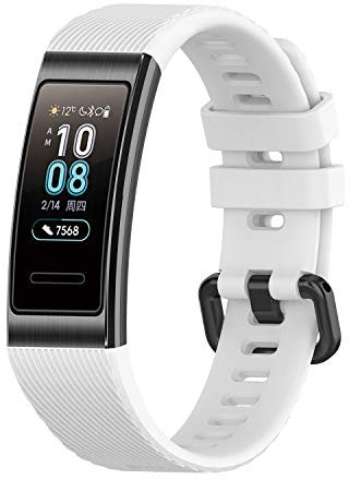 Bracelet Compatible avec Huawei Band 4 Pro/3 Pro/3, 19mm Bracelets de Remplacement en Silicone pour Huawei Band 3 (Blanc)