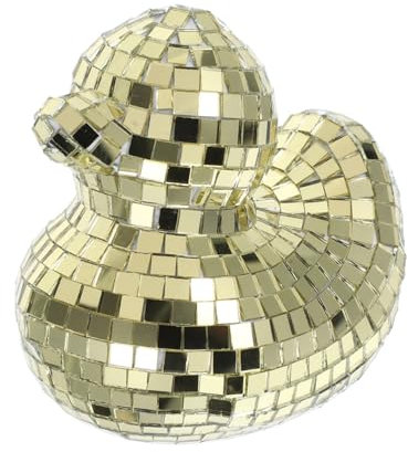 OSOLADY Disco Tierdeko Goldene Ente mit Spiegeloptik für Büro und Zuhause
