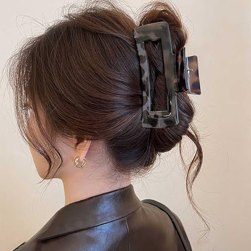 Inateannal Pinces à Cheveux Carrées en Forme de Tortue - Gris Mat Antidérapantes en Plastique Rectangulaires