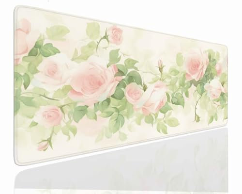 Tapis de Souris XXL 1400x700x4mm Grand Tapis de Bureau Tapis de Souris Gamer Tapis Bureau Gaming Antidérapant Résistant à l'eau, Tapis Souris XXL Mouse Pad Mat Rose sous-Mainm, Clavier Souris J-904