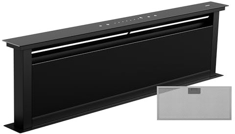 Klarstein Royal Flush Eco Hotte De Plan De Travail - classe A++, 842 m³/h, Silencieuse 70 dB, LED 9 Couleurs, Commande Tactile, Hotte Aspirante Moderne, Installation Murale, Acier Inoxydable