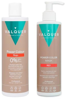 Valquer Pack Power Color Haarfarbe Rot Shampoo 400 ml + Maske 275 ml - Temporäre Haarfarbe