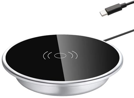 kalb | 15W Einbau drahtlos Ladegerät USB-C Ø 60mm Schnell Ladestation für Smartphones Möbel Induktion Schnellladegerät Wireless Charger Kabelloses Ladegerät
