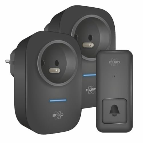 ELRO DB4000PF-P1C2B Kinetic Türklingel-Set, kabellos, mit 2 x Plug-in-Empfänger mit Stecker, ohne Batterien