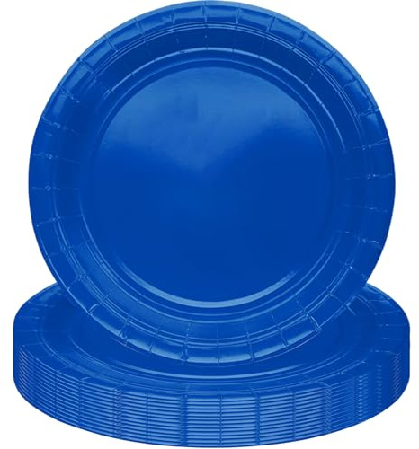 MOMAHUA Piatti per feste 16P, piatti di carta blu, 18 cm, per adulti e bambini, decorazioni da tavola in tinta unita per compleanni, matrimoni, picnic, forniture per feste per 16 ospiti