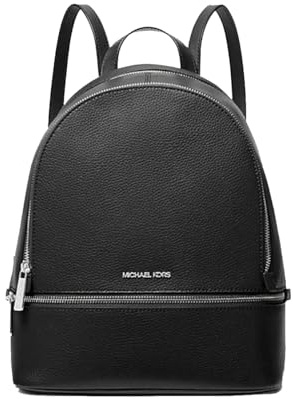 Michael Kors Rhea Medium Signature Logo Backpack Black Silver