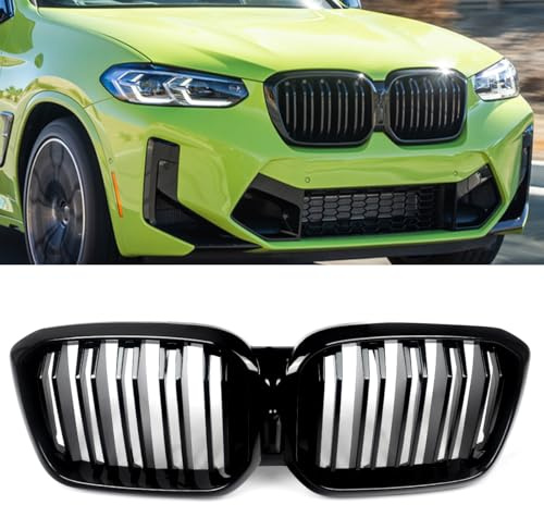 MAGICKIT G01 Kühlergitter für BMW X3 G01 X4 G02 2022-2023 Frontstoßstangengitter glänzend schwarz Doppelsteg Nieren Gitter