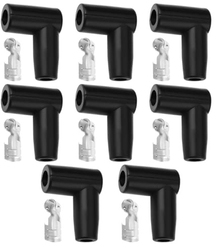 VGOL 8Pcs Spark Plug Boots with Terminal Silicone 90 Degree Right Angle for 6-10mm Spark Plug Ignition Wires