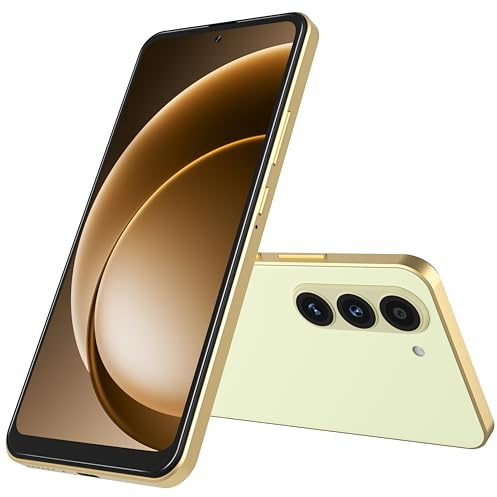 HeyxFome Mobile Phones - Android 14 Smartphone, 6.6 HD+ Large Display, 13MP Camera, Octa Core Android Phones, 6(3+3) GB+32GB/256GB, 4G Dual SIM Free Mobile Phone, Face ID/GPS, Cheap, UK (Light Gold)
