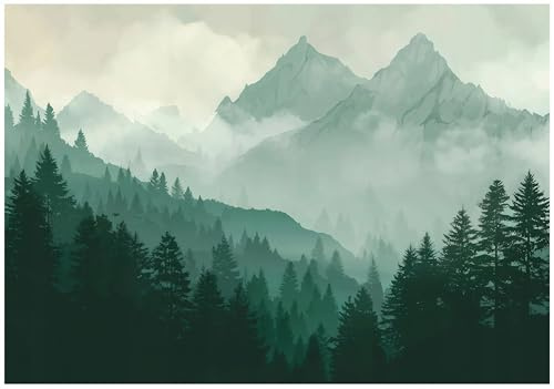 WallArena Vlies Fototapete, Wald, 400x280cm | Fototapeten - Tapeten - für Wohnzimmer Schlafzimmer - Vliestapete Wandtapete Tapete 3D Effekt- inkl. Kleister
