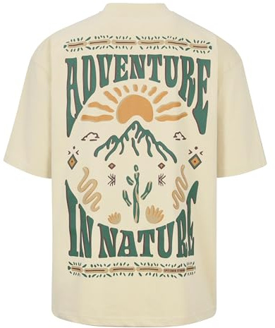 Spitzbub Herren T-Shirt – Oversized Shirt in Beige, 100% Baumwolle, Print Front & Back – Streetwear & Freizeit