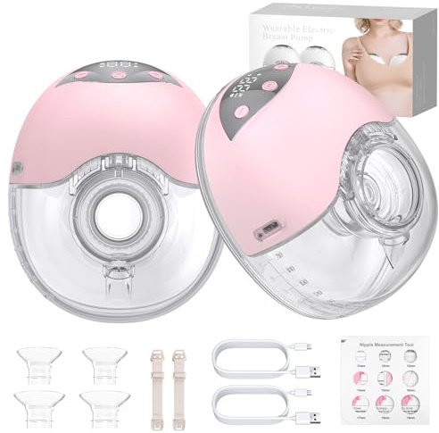 2PCS Hands-Free Wearable Breast Pump, 210mL, Strong Suction & Low Noise | YGiTK Portable Electric Breastfeeding Pump with 4 Modes 12 Levels, Display, for Office Travel Home 19/21/24mm Inserts