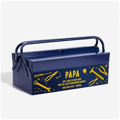 Hapies Werkzeugkasten Stahl Blau Ausziehbar 3 Fächer Metall Werkzeugkiste Leer Handwerker Aufbewahrung Werkzeugkoffer Metallkiste Personalisiertes Magnetschild Werkstatt Organisation Stabil