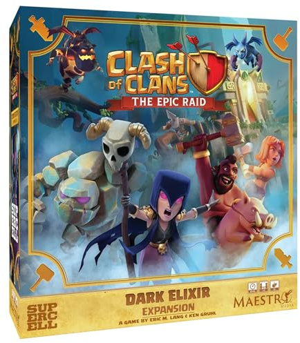 Maestro Media Ventures | Clash of Clans The Epic Raid Dark Elixir Expansion | Brettspiel-Erweiterung | 2-4 Spieler | 45-90 Min