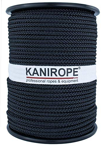 Kanirope® Polyesterseil Seil Polyester POLYBRAID 4mm 100m Schwarz 8-fach geflochten