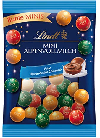 Lindt Schokolade Mini Alpenvollmilch Kugeln , 3 x 100 g , Feine Alpenvollmilch Schokoladen Mini Kugeln , Schokoladen-Geschenk zu Weihnachten , Weihnachtsschokolade