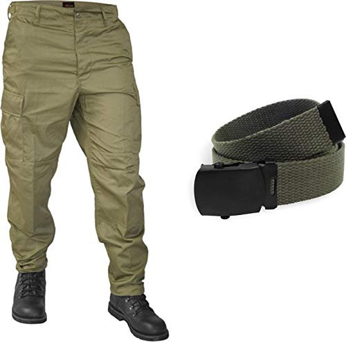 normani BDU Rangerhose Freizeithose mit originalem BDU Gürtel Farbe Oliv Größe XXL