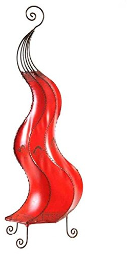 Simandra Orientalische Lampe Stehlampe marokkanische Hennalampe Lederlampe Tischleuchte Stehleuchte Orient Mogador Gecko 80 cm Color Rot