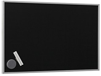 Bi-Office Kreidetafel New Basic, Memoboard mit Grauem Rahmen, 885x585 mm