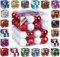 64x Kunststoff Christbaumkugeln Ø 6cm Kugel Box Glanz Glitzer Matt Dekor Inge inkl. Aufhänger, Farbe:Weiß-Rot