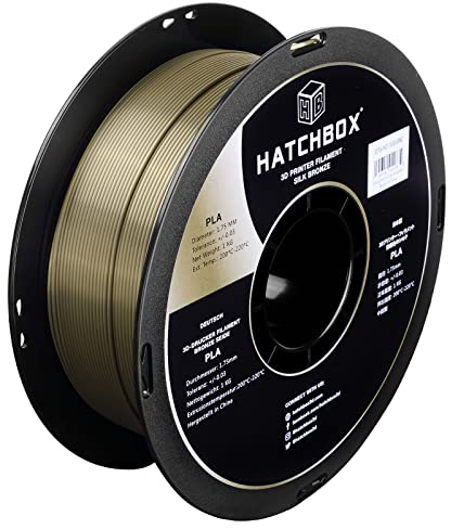 HATCHBOX Silk PLA 3D Printer Filament, Dimensional Accuracy +/- 0.03mm, 1kg Spule, 1.75mm, Bronze