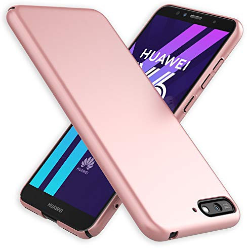 NALIA Coque Rigide Ultra Fine pour Huawei Y6 (2018) - 0.5mm Mince & Anti-Traces - PUREFIT (Mate & Légère) - Marque Allemande, Couleur:Rose Or
