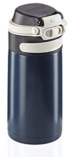 Leifheit Flip Bouteille Isotherme (350 ML) avec Bouchon à vis, mug Voyage avec Fermeture 100% Anti-Fuite, mug étanche avec Ouverture à Une Main, Bleu foncé