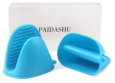 Oven Glove Thicken Silicone Pot Holder Mini Oven Mitts Heat Resistant Pinch Covers for Baking, Cooking, Bbq Grilling (Blue)
