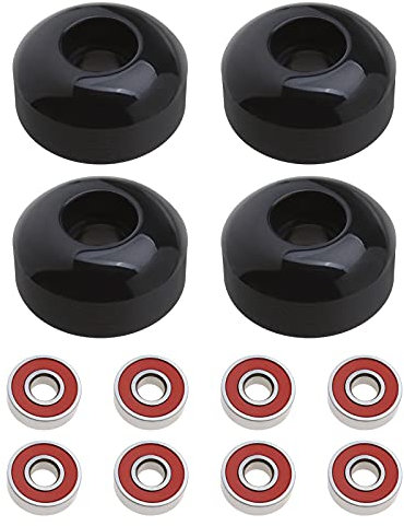 4 x 95A Skateboard-Rollen 52 x 32 mm schwarz mit 8 x S608 Skateboard-Kugellagern, rutschfest, Drift-Freeline, für drinnen und draußen, für Grills und Jungen